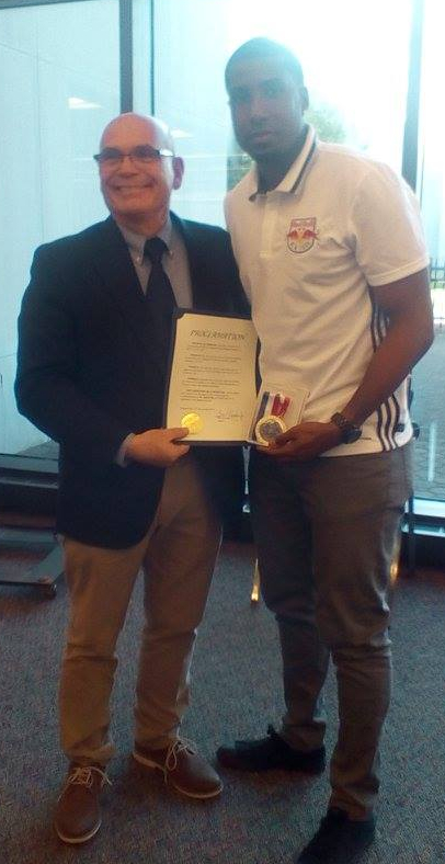 Raphael Diaz with Lodi NJ Mayor Emil Carafa